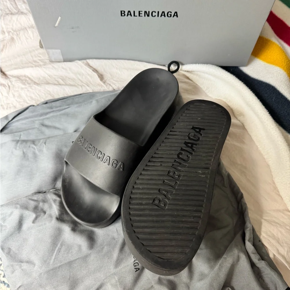 Balenciaga Black Platform Slide Sandals